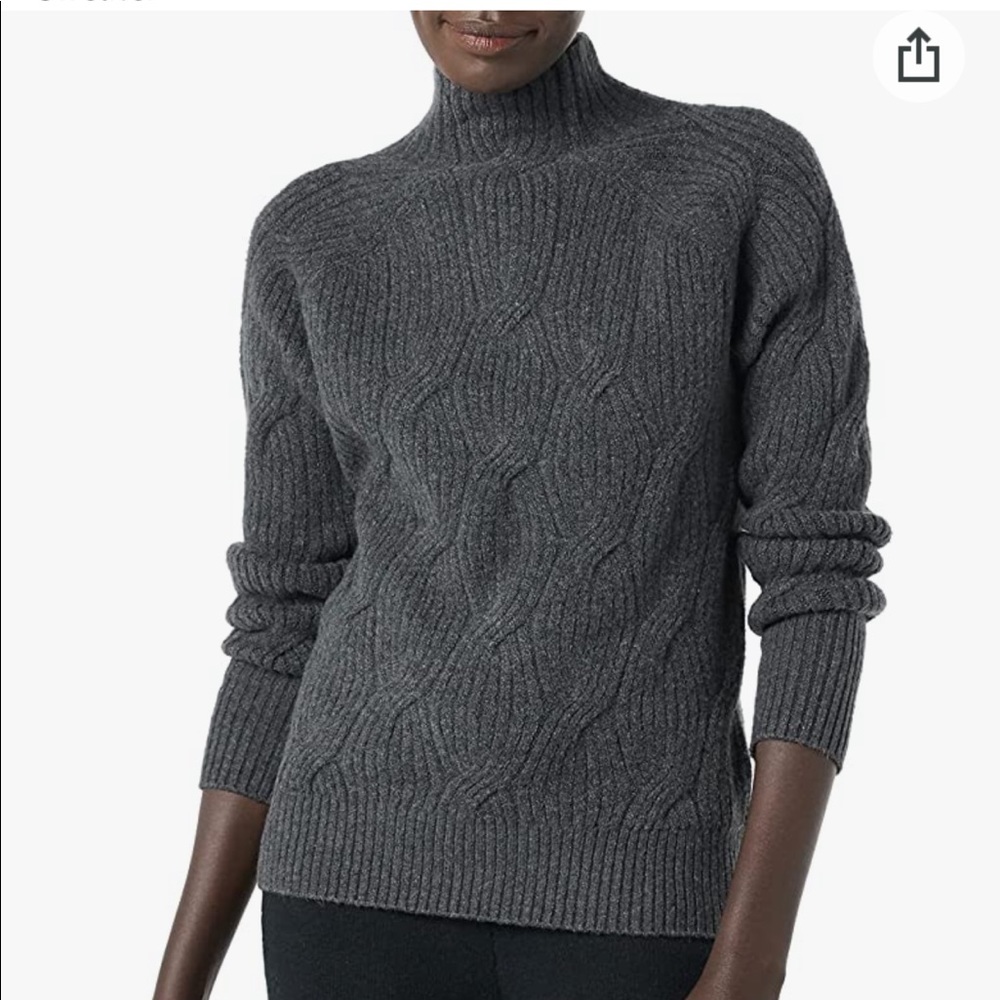Amazon Essentials Women’s Soft Touch Funnel Neck Cable Swearer Charcoal Heather